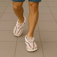 Aloha Hawaii Palaka Clogs Shoes Beige Plumeria Lei