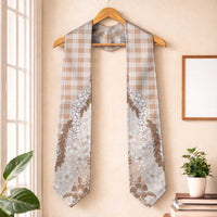 Aloha Hawaii Palaka Graduation Stole Beige Plumeria Lei