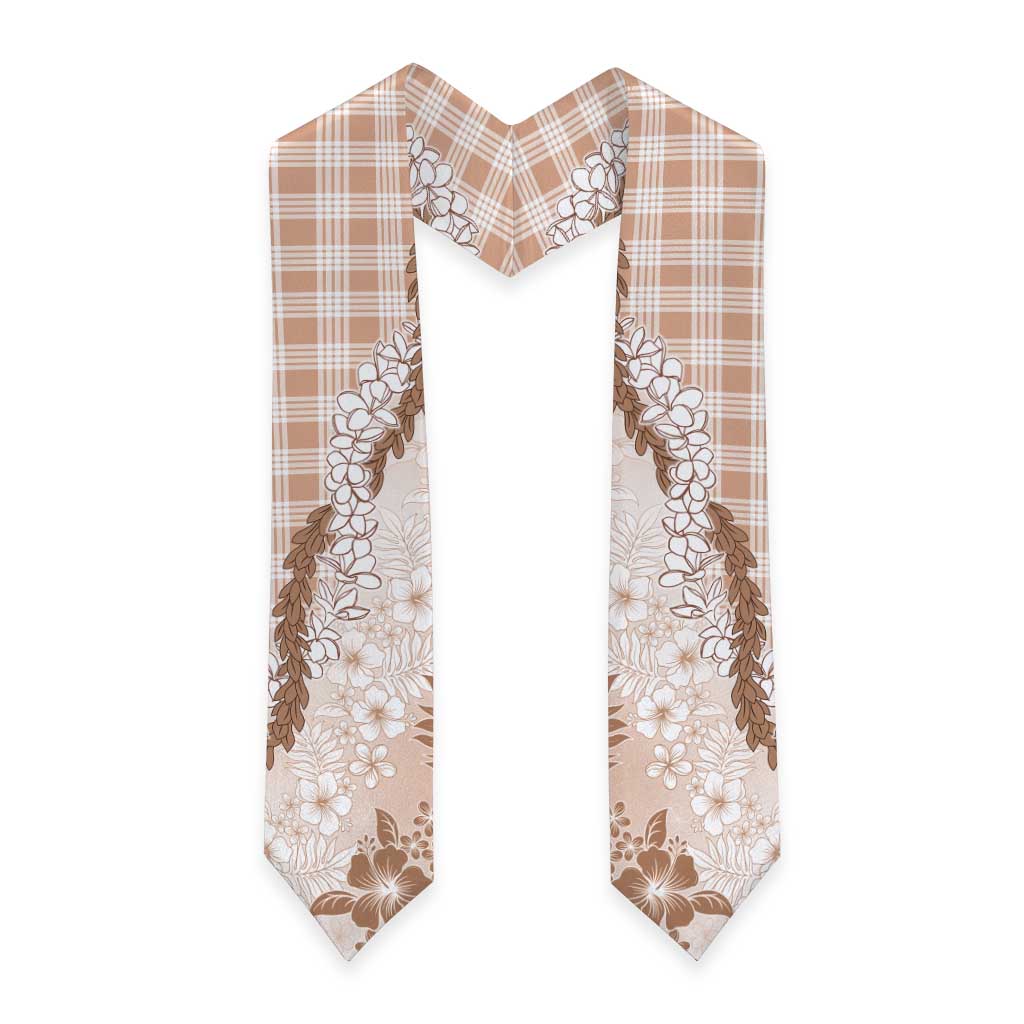 Aloha Hawaii Palaka Graduation Stole Beige Plumeria Lei