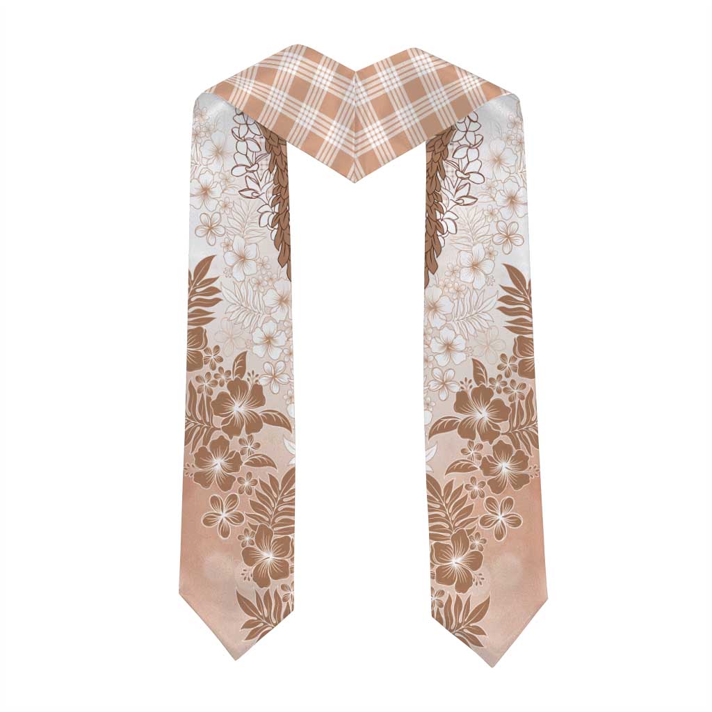 Aloha Hawaii Palaka Graduation Stole Beige Plumeria Lei