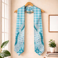 Aloha Hawaii Palaka Graduation Stole Blue Plumeria Lei