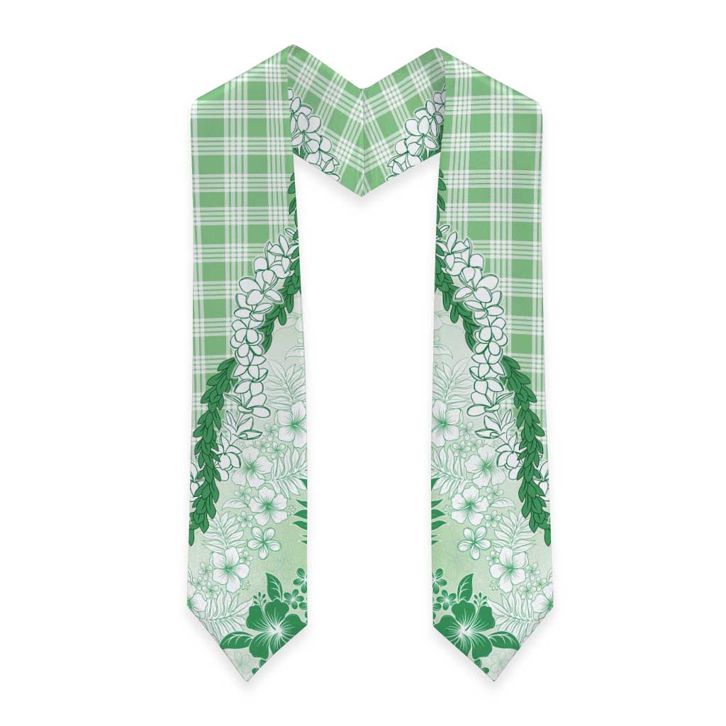 Aloha Hawaii Palaka Graduation Stole Green Plumeria Lei