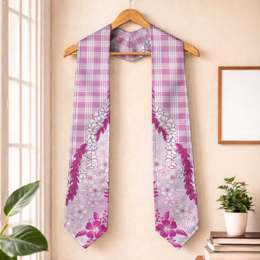 Aloha Hawaii Palaka Graduation Stole Pink Plumeria Lei LT05 One Size Pink - Polynesian Pride