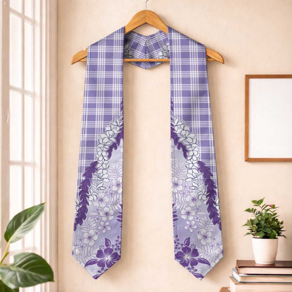 Aloha Hawaii Palaka Graduation Stole Purple Plumeria Lei