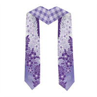 Aloha Hawaii Palaka Graduation Stole Purple Plumeria Lei