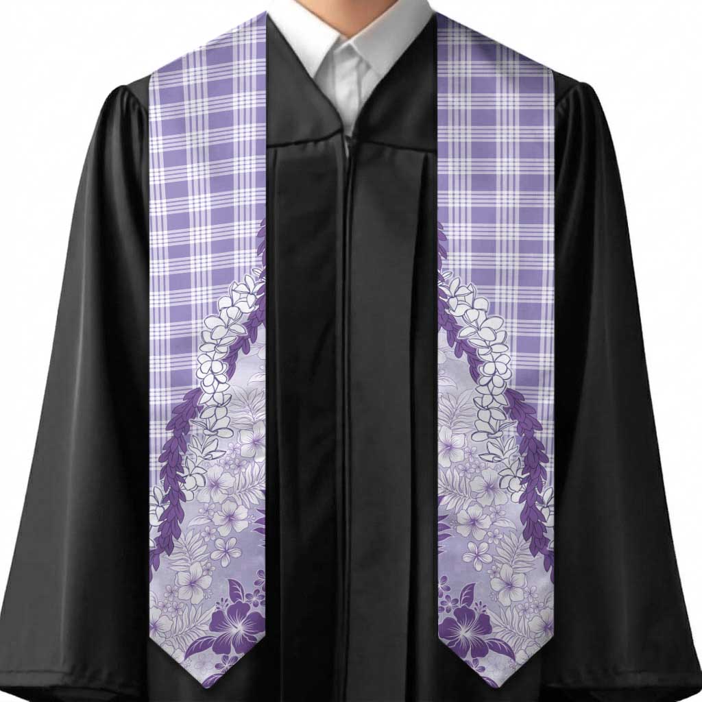 Aloha Hawaii Palaka Graduation Stole Purple Plumeria Lei