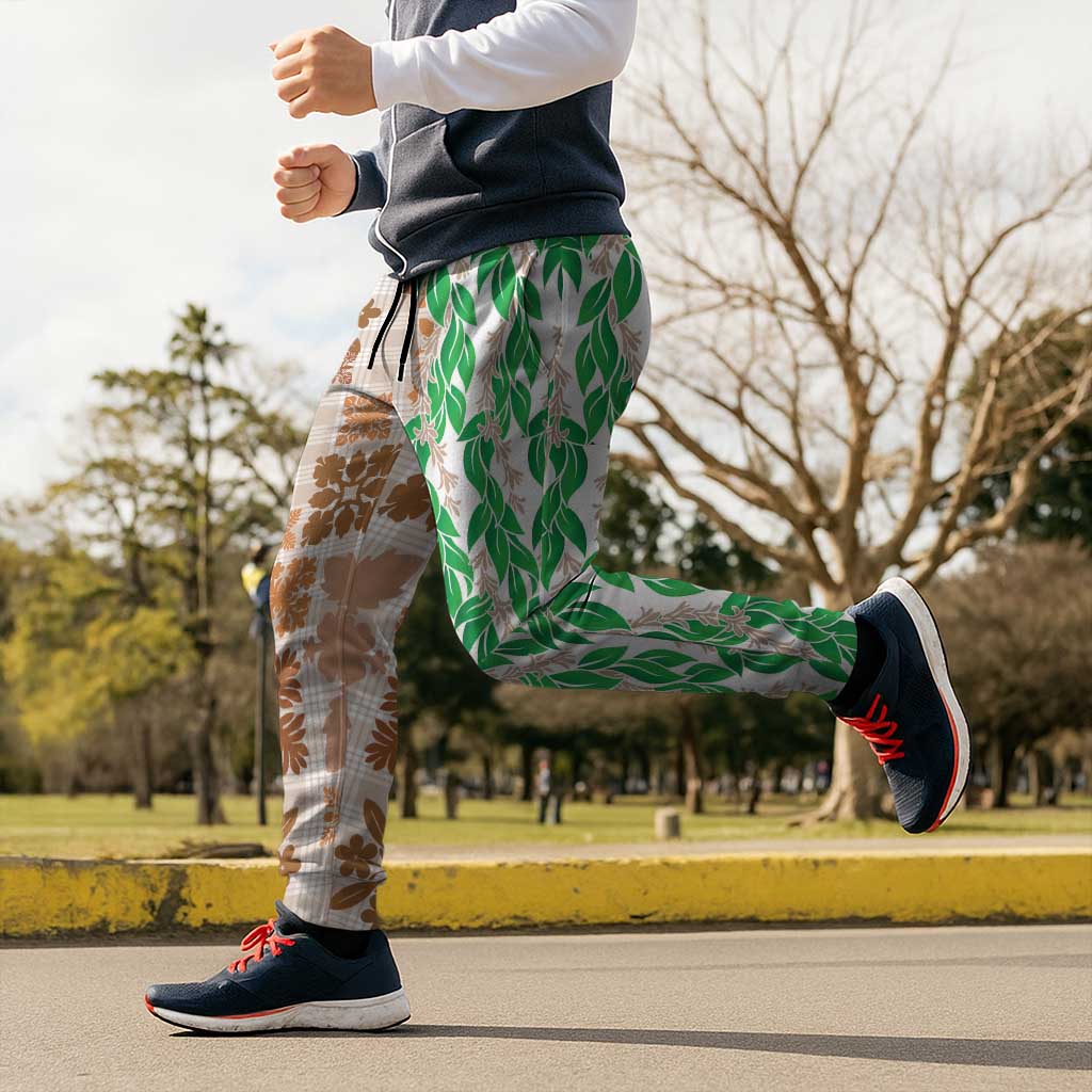 Aloha Hawaii Palaka Tuberose Lei Jogger Pants Hawaiian Quilt Seamless Style - Polynesian Pride