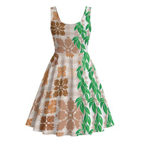Aloha Hawaii Palaka Tuberose Lei Midi Dress Hawaiian Quilt Seamless Style - Polynesian Pride