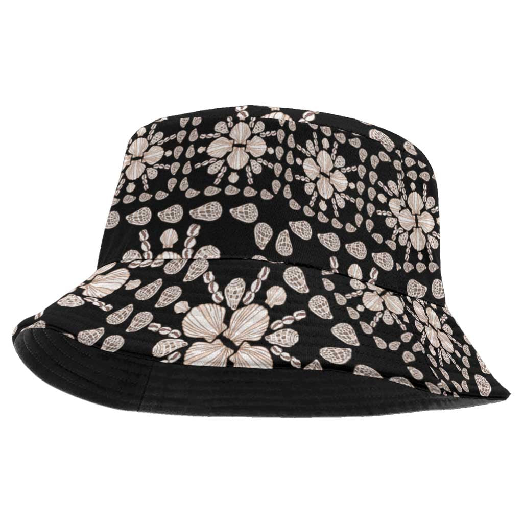 Aloha Hawaii Shell Quilt Bucket Hat Seamless Style LT14 One Size Black - Polynesian Pride