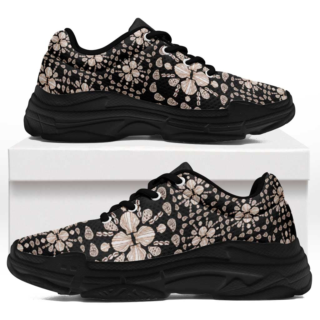 Aloha Hawaii Shell Quilt Chunky Sneakers Seamless Style LT14 Black - Polynesian Pride