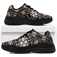 Aloha Hawaii Shell Quilt Chunky Sneakers Seamless Style LT14 Black - Polynesian Pride
