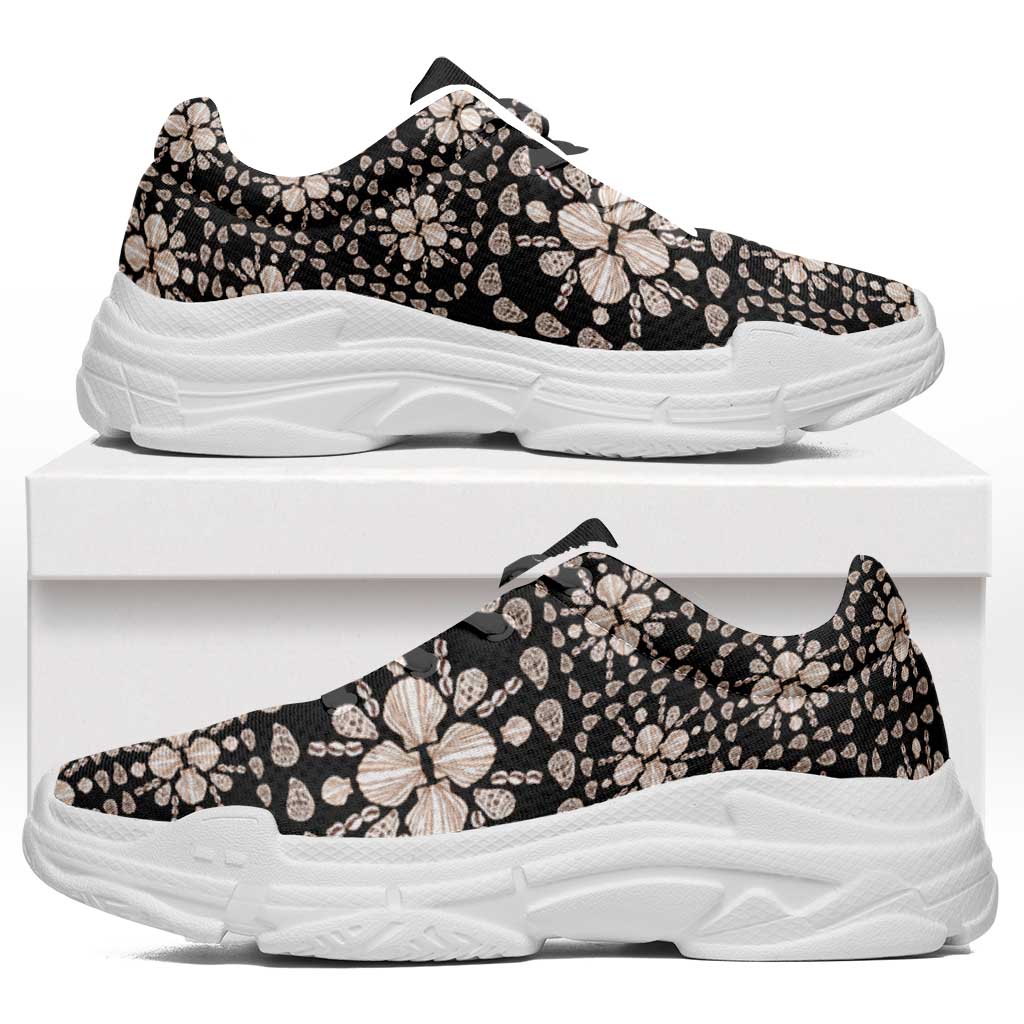 Aloha Hawaii Shell Quilt Chunky Sneakers Seamless Style LT14 Black - Polynesian Pride