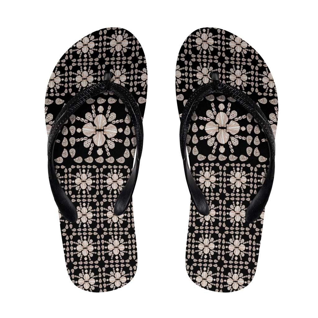 Aloha Hawaii Shell Quilt Flip Flops Seamless Style LT14 Black - Polynesian Pride