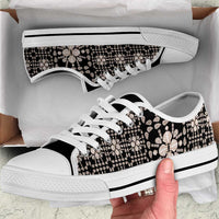 Aloha Hawaii Shell Quilt Low Top Shoes Seamless Style LT14 Black - Polynesian Pride