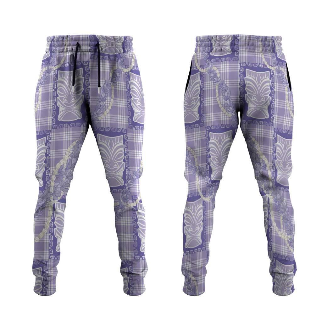 Aloha Hawaii Tiki Palaka Motifs Jogger Pants Honohono Lei Purple Elegant Vibes LT14 Purple - Polynesian Pride