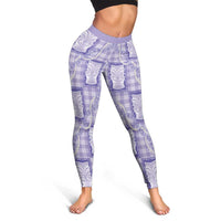 Aloha Hawaii Tiki Palaka Motifs Leggings Honohono Lei Purple Elegant Vibes LT14 - Polynesian Pride