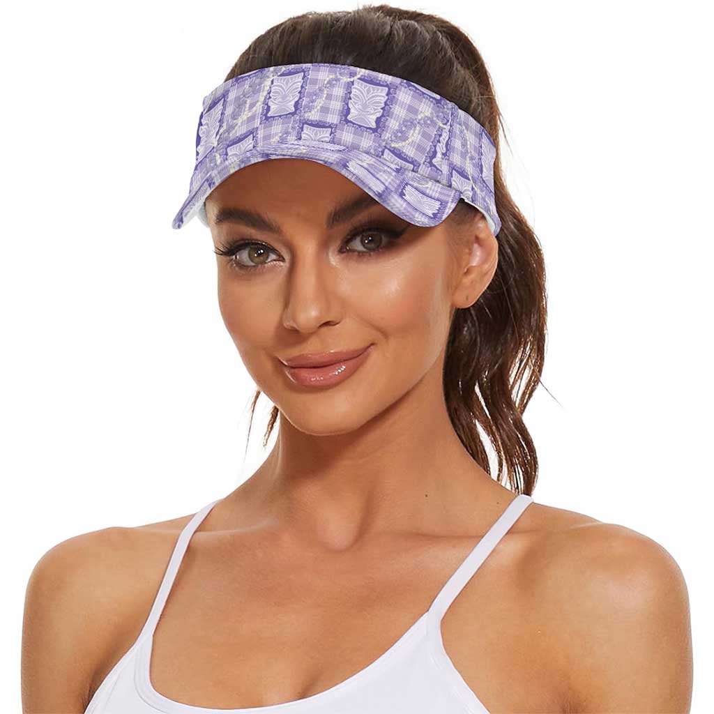 Aloha Hawaii Tiki Palaka Motifs Sun Visor Cap Honohono Lei Purple Elegant Vibes LT14 - Polynesian Pride