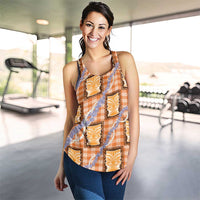 Aloha Hawaii Tiki Palaka Motifs Women Racerback Tank Honohono Lei Orange Elegant Vibes LT14 - Polynesian Pride