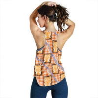 Aloha Hawaii Tiki Palaka Motifs Women Racerback Tank Honohono Lei Orange Elegant Vibes LT14 - Polynesian Pride