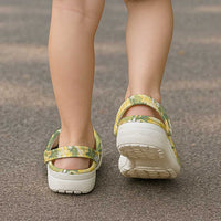 Aloha Puakenikeni Anthurium Pikake Lei Clogs Shoes Gold Hawaiian Palaka Pattern LT9 - Polynesian Pride