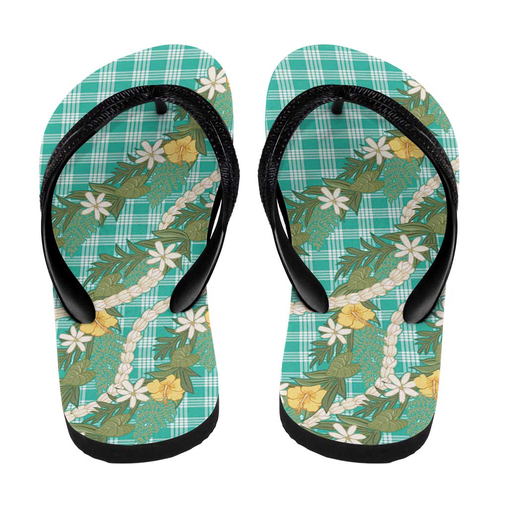 Aloha Puakenikeni Anthurium Pikake Lei Flip Flops Marine Hawaiian Palaka Pattern LT9 - Polynesian Pride