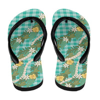 Aloha Puakenikeni Anthurium Pikake Lei Flip Flops Marine Hawaiian Palaka Pattern LT9 - Polynesian Pride