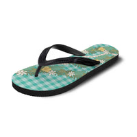 Aloha Puakenikeni Anthurium Pikake Lei Flip Flops Marine Hawaiian Palaka Pattern LT9 - Polynesian Pride