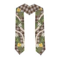 Aloha Puakenikeni Anthurium Pikake Lei Graduation Stole Chocolate Hawaiian Palaka Pattern LT9 - Polynesian Pride