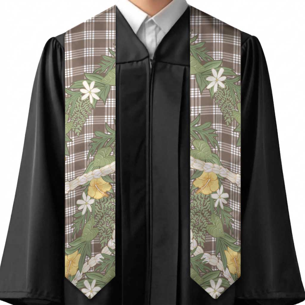 Aloha Puakenikeni Anthurium Pikake Lei Graduation Stole Chocolate Hawaiian Palaka Pattern LT9 - Polynesian Pride