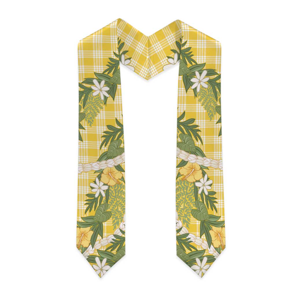Aloha Puakenikeni Anthurium Pikake Lei Graduation Stole Gold Hawaiian Palaka Pattern LT9 - Polynesian Pride