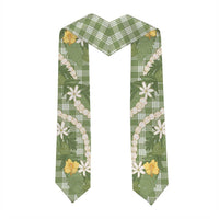 Aloha Puakenikeni Anthurium Pikake Lei Graduation Stole Green Hawaiian Palaka Pattern