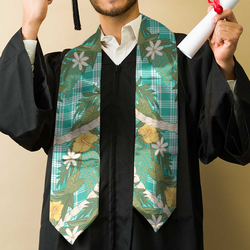 Aloha Puakenikeni Anthurium Pikake Lei Graduation Stole Marine Hawaiian Palaka Pattern