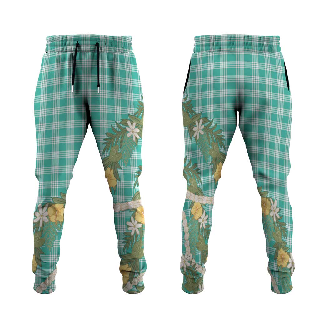 Aloha Puakenikeni Anthurium Pikake Lei Jogger Pants Marine Hawaiian Palaka Pattern