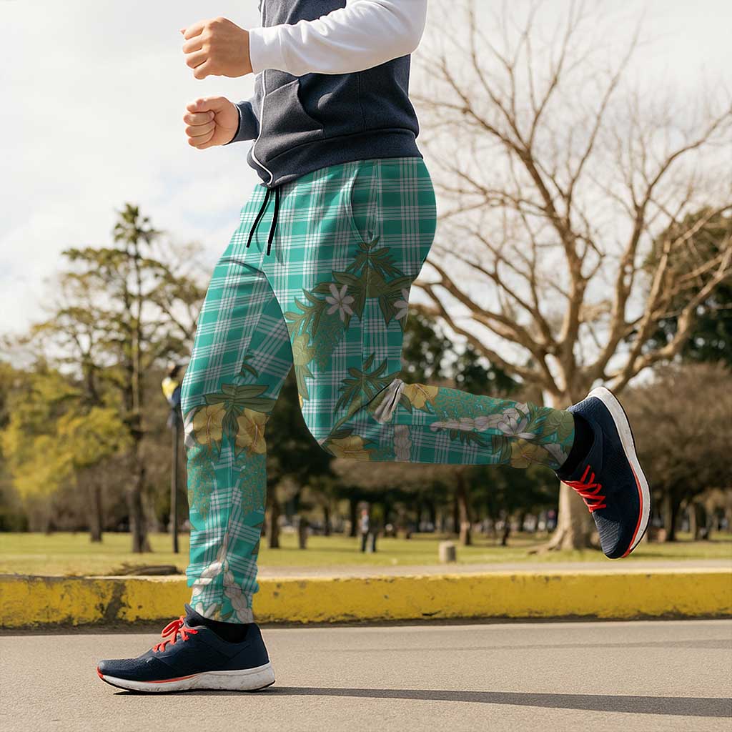 Aloha Puakenikeni Anthurium Pikake Lei Jogger Pants Marine Hawaiian Palaka Pattern LT9 - Polynesian Pride
