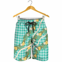 Aloha Puakenikeni Anthurium Pikake Lei Shorts for Men Marine Hawaiian Palaka Pattern