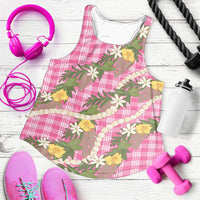 Aloha Puakenikeni Anthurium Pikake Lei Women Racerback Tank Tropical Pink Hawaiian Palaka Pattern LT9 Pink - Polynesian Pride