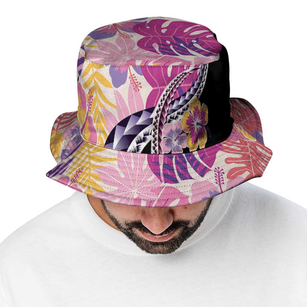 Aloha Vintage Hibiscus Lei Seamless Pattern Bucket Hat LT9 - Polynesian Pride
