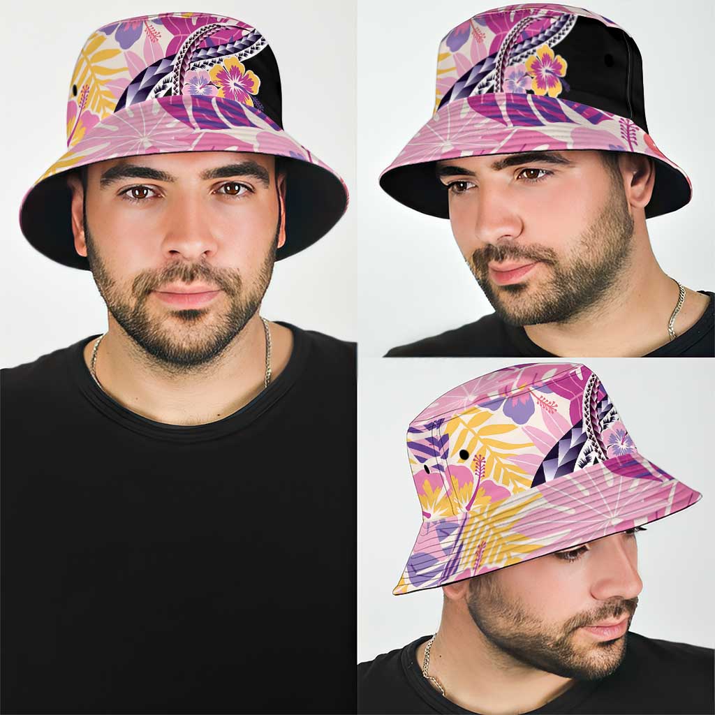 Aloha Vintage Hibiscus Lei Seamless Pattern Bucket Hat LT9 - Polynesian Pride