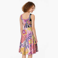 Aloha Vintage Hibiscus Lei Seamless Pattern Midi Dress - Polynesian Pride