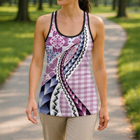 Aloha Vintage Palaka Floral Hawaiian Quilt Hollow Tank Top Akala Motif - Polynesian Pride