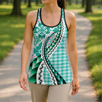 Aloha Vintage Palaka Floral Hawaiian Quilt Hollow Tank Top Polu Motif - Polynesian Pride