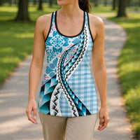 Aloha Vintage Palaka Floral Hawaiian Quilt Hollow Tank Top Uliuli Motif - Polynesian Pride