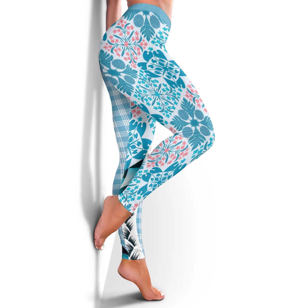 Aloha Vintage Palaka Floral Hawaiian Quilt Leggings Uliuli Motif - Polynesian Pride