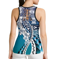 Aloha Vintage Plumeria Hawaiian Tapa Pattern Hollow Tank Top Blue Hawaiian Tapa Pattern LT9 - Polynesian Pride