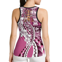 Aloha Vintage Plumeria Hawaiian Tapa Pattern Hollow Tank Top Pink Hawaiian Tapa Pattern - Polynesian Pride