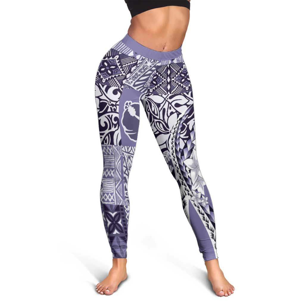 Aloha Vintage Plumeria Hawaiian Tapa Pattern Leggings Purple Hawaiian Tapa Pattern LT9 - Polynesian Pride