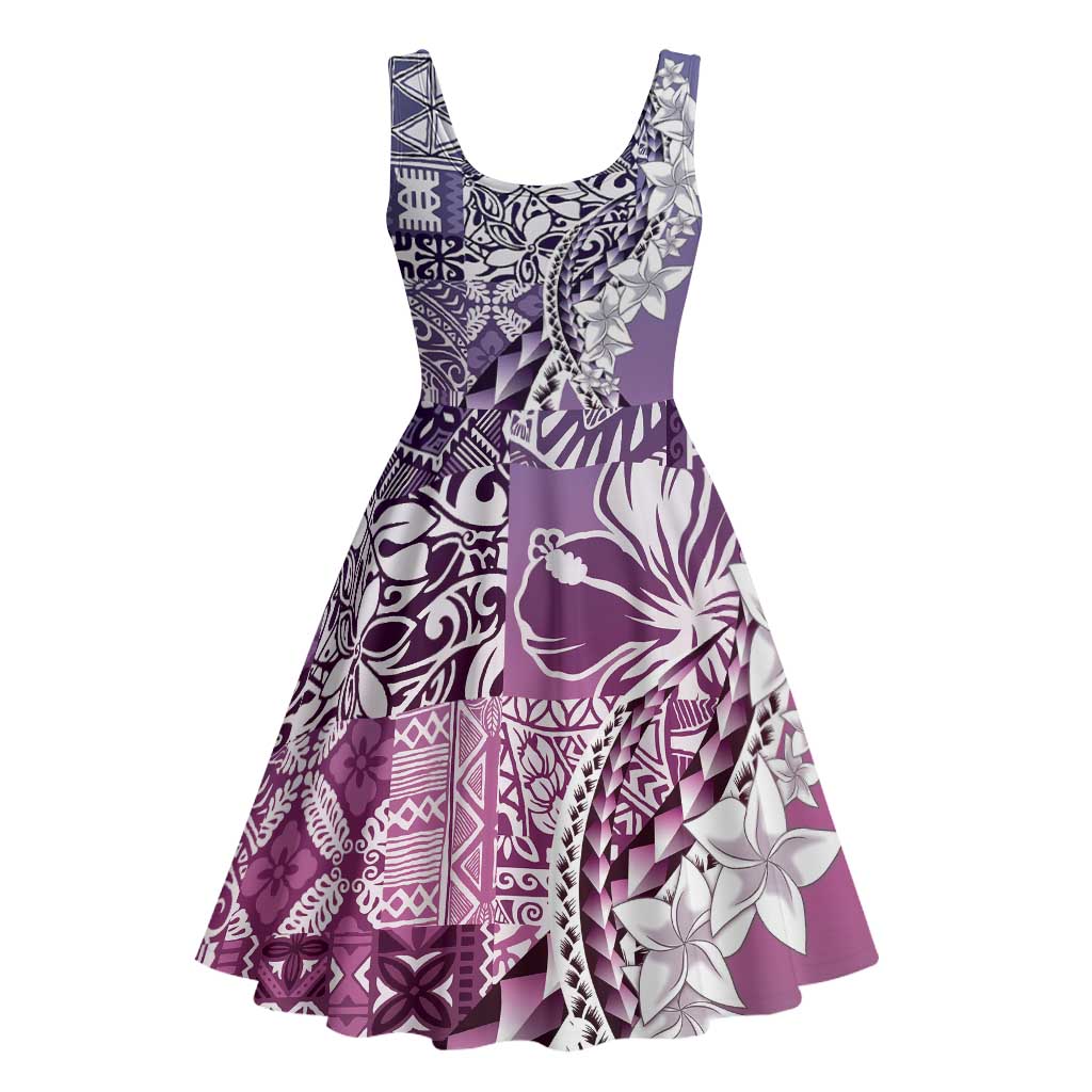 Aloha Vintage Plumeria Hawaiian Tapa Pattern Midi Dress Gradient Hawaiian Tapa Pattern - Polynesian Pride