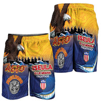 American Samoa Fautasi Shorts for Men Bald Eage and Sailfish with Kakau Motifs - Polynesian Pride