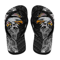 American Samoa Flip Flops Tribal Tattoo with Eagle Black