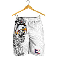 American Samoa Shorts for Men Tribal Tattoo with Eagle White
